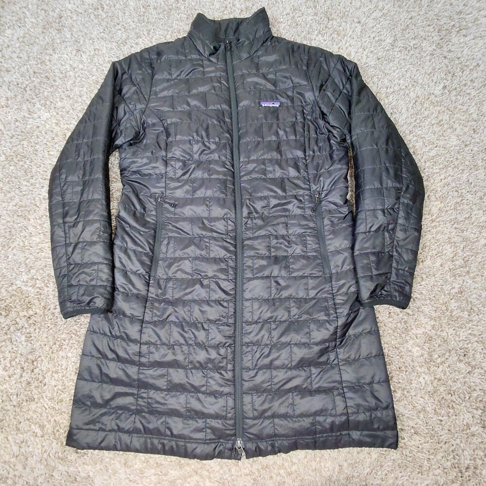 Patagonia Nano Puff Parka Jacket Womens Large Black Puffer Jacket Full Zip READ